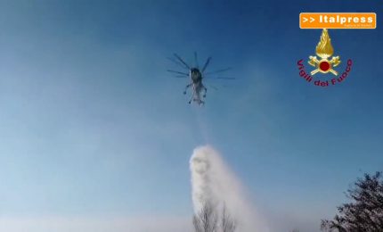 Brescia, Monte Maddalena. Vigili del fuoco spengono incendio boschivo