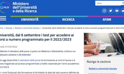 Università, dal 6 settembre i test per i corsi a numero chiuso