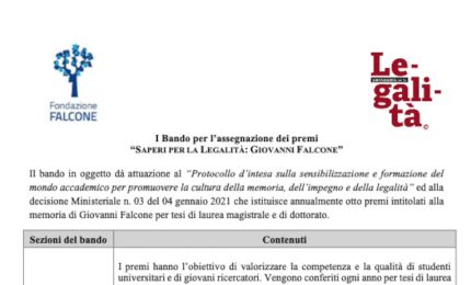 Torna il premio "Saperi per la Legalità"