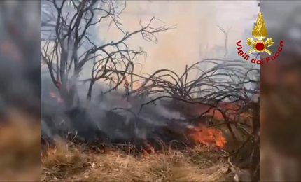 Incendio in zona impervia sull'Etna