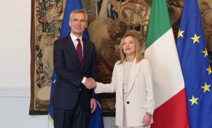 Meloni riceve Stoltenberg a Palazzo Chigi