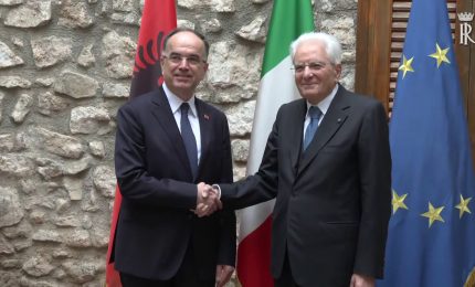 Mattarella incontra il Presidente d'Albania a Piana degli Albanesi